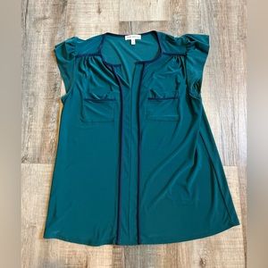 Turquoise green with navy details dress shirt